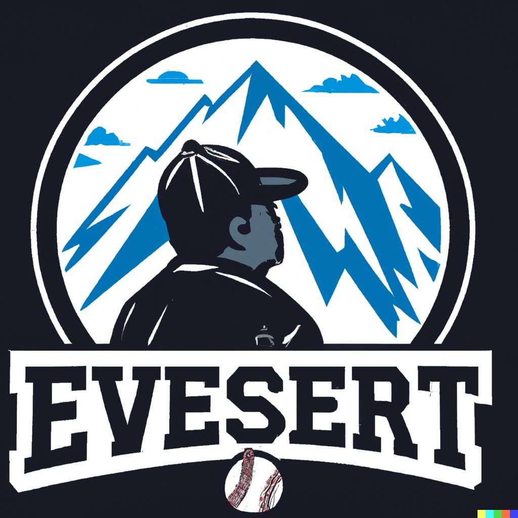 someone gazing at Mount Everest, baseball team emblem design